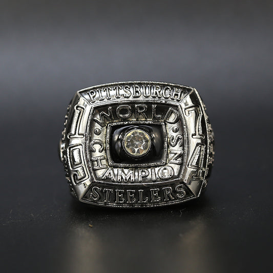 1974 NFL Pittsburgh Steelers Championship Replica Ring Silver Edition